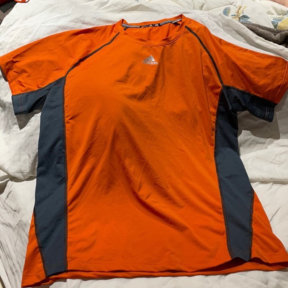 Adidas xl orange grey performance t euc